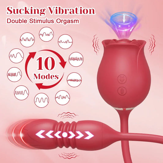 Rosen-Vibrator 2-in-1 – Saugfunktion & Vibro-Stab
