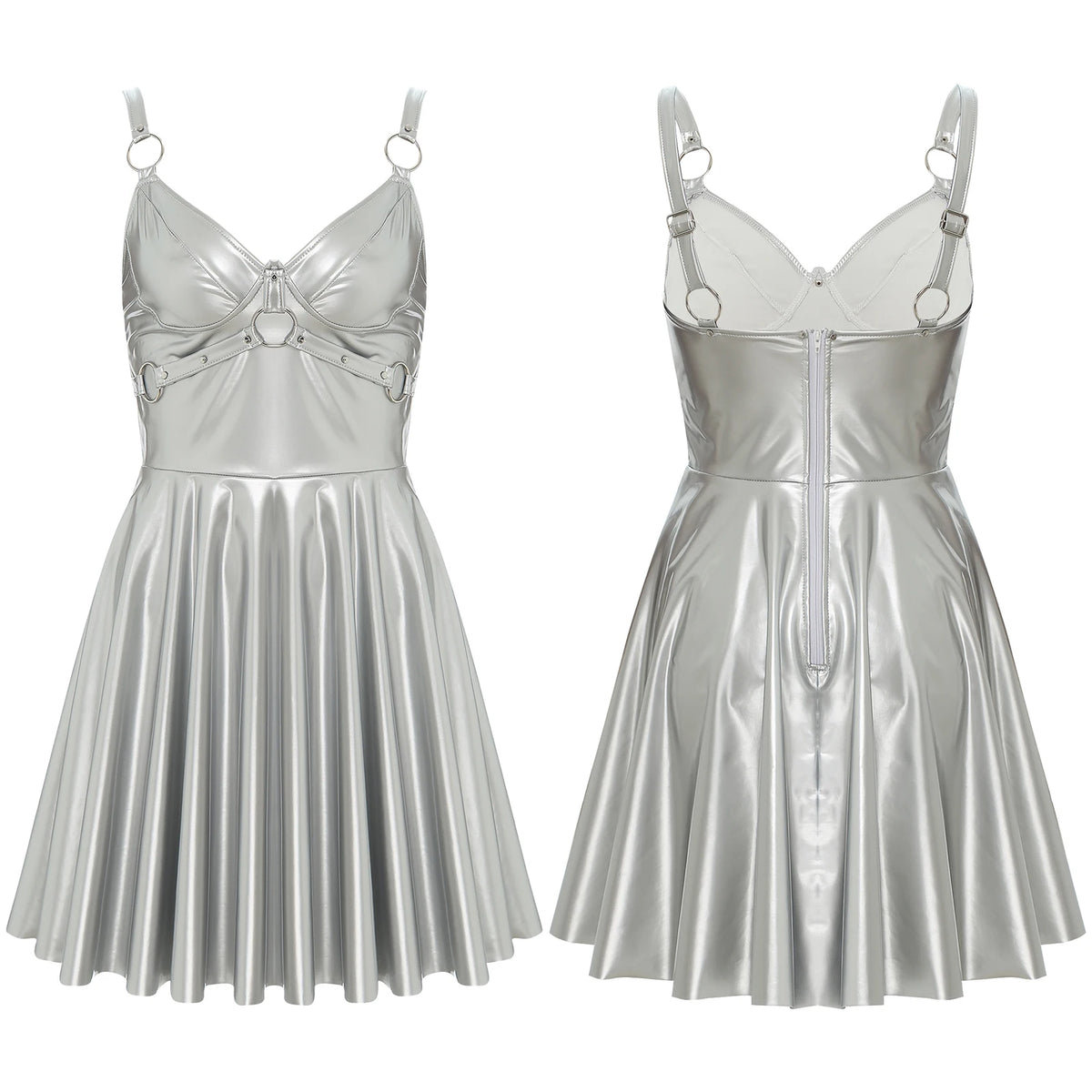 Wetlook-Minikleid mit Cut-Outs – 4 Farben, bis 5XL