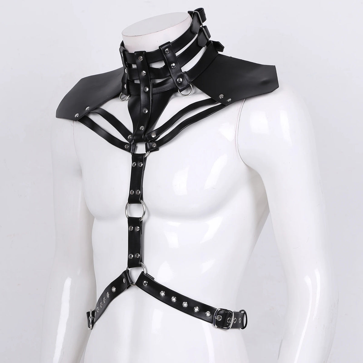Brust-Harness für Herren – Kunstleder mit O-Ringen