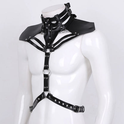 Brust-Harness für Herren – Kunstleder mit O-Ringen