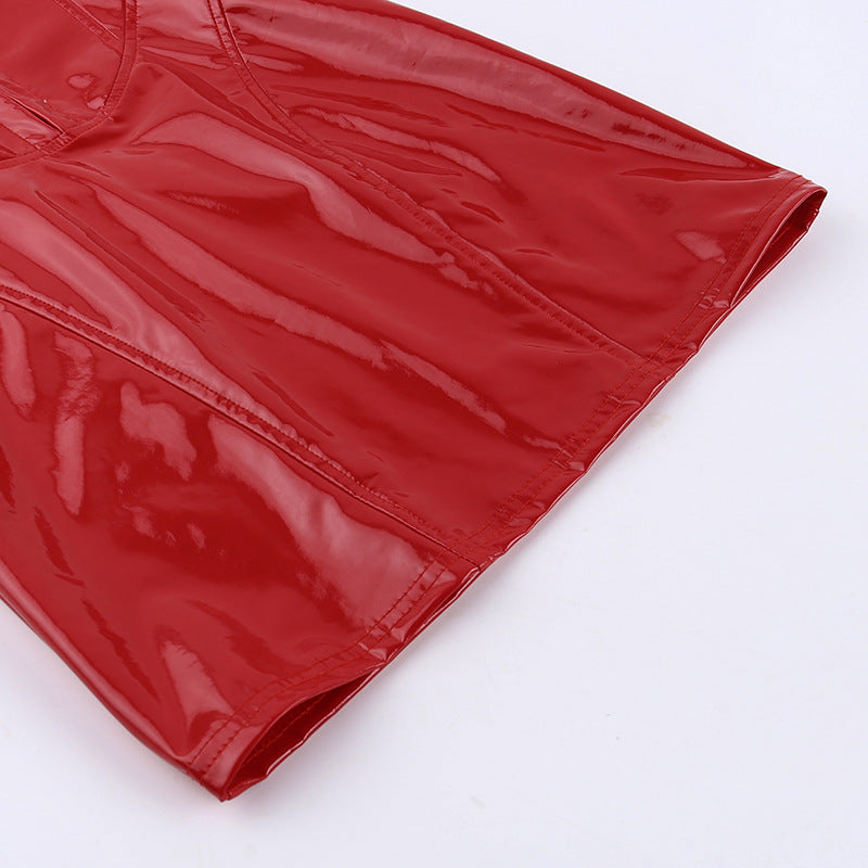 Trägerloses Korsett-Minikleid in Lackoptik