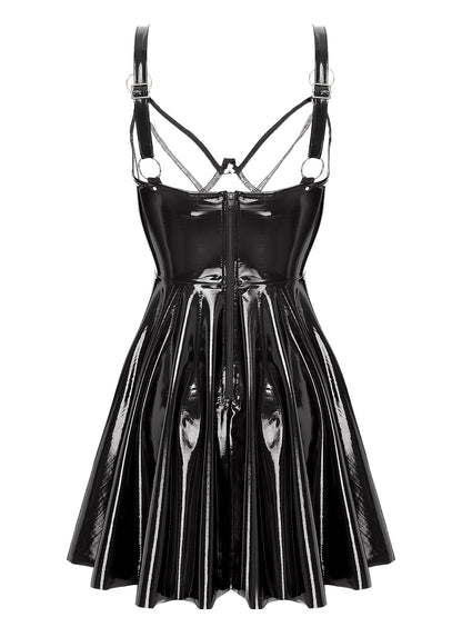 Wetlook-Minikleid mit Cut-Outs – 4 Farben, bis 5XL