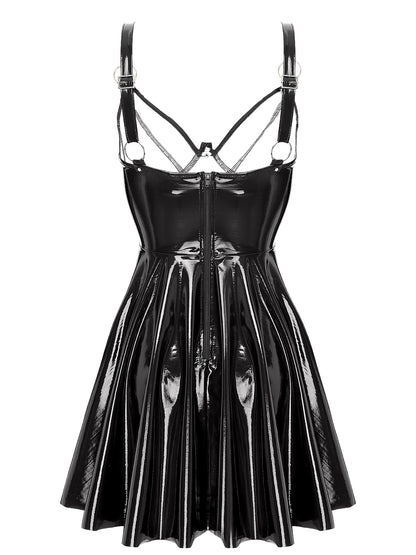 Wetlook-Minikleid mit Cut-Outs – 4 Farben, bis 5XL