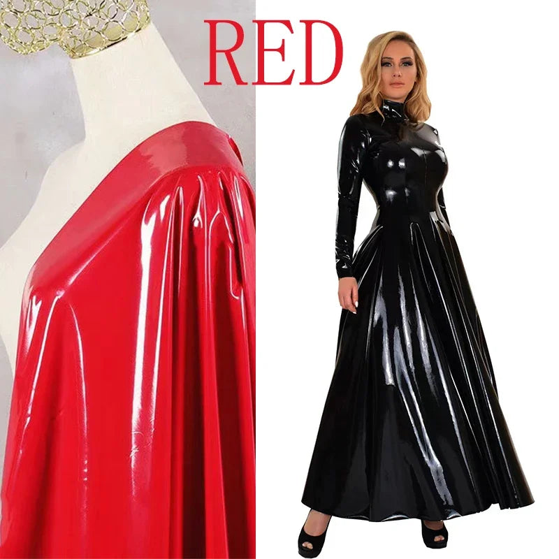 Wetlook-Maxikleid mit Stehkragen