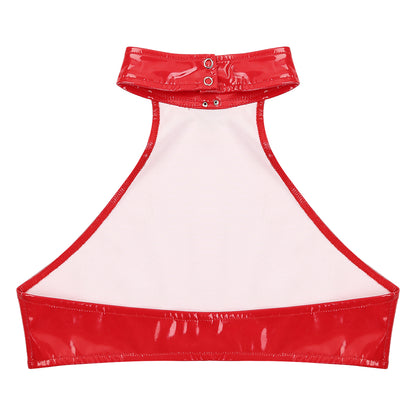 Rückenfreies Wetlook-Crop-Top
