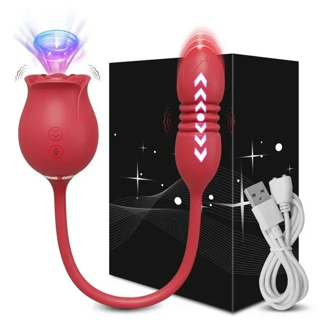 Rosen-Vibrator 2-in-1 – Saugfunktion & Vibro-Stab