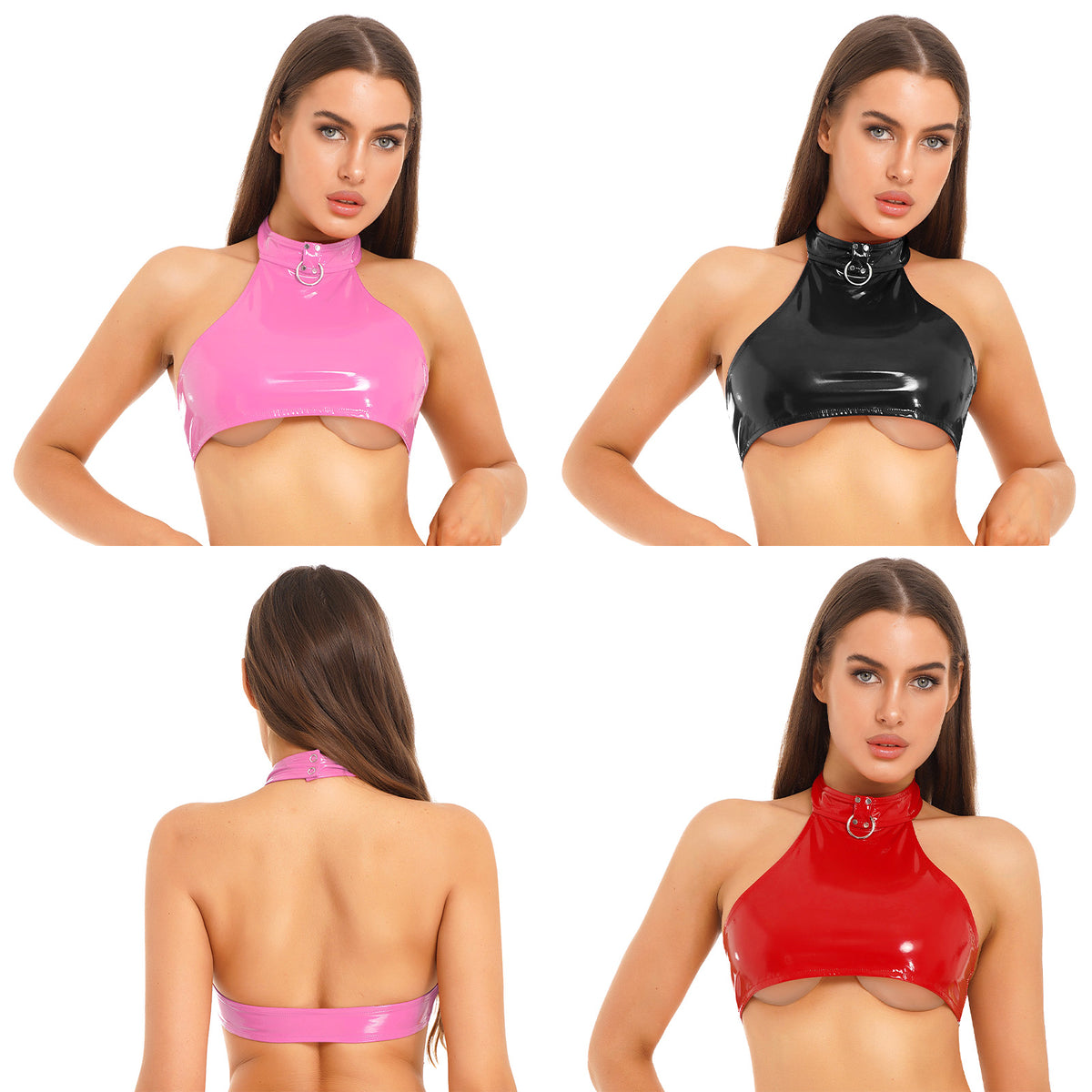 Rückenfreies Wetlook-Crop-Top