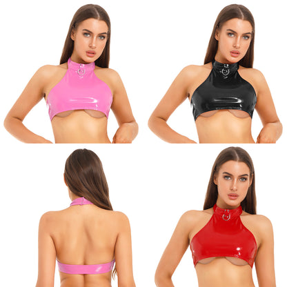 Rückenfreies Wetlook-Crop-Top