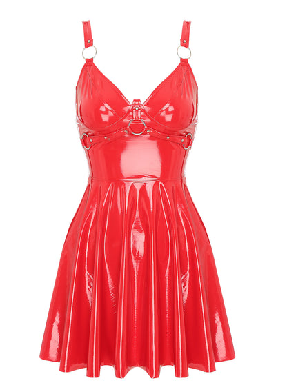 Wetlook-Minikleid mit Cut-Outs – 4 Farben, bis 5XL