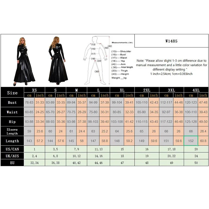 Wetlook-Maxikleid mit Stehkragen