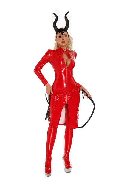 Glänzendes Wetlook-Minikleid – Rot oder Schwarz