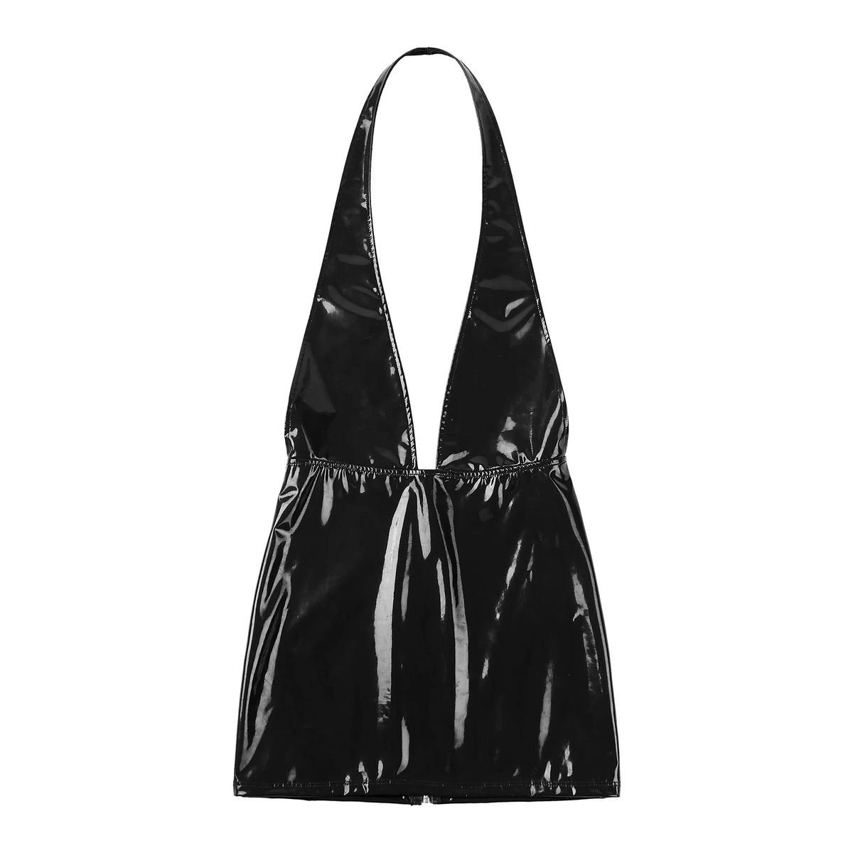 Wetlook-Minikleid mit Faltenrock & V-Ausschnitt