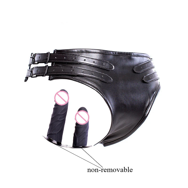Strap-On Doppeldildo mit Vibration