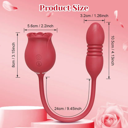 Rosen-Vibrator 2-in-1 – Saugfunktion & Vibro-Stab