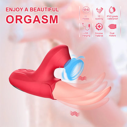 Rosen-Vibrator mit Saug- & Zungenfunktion