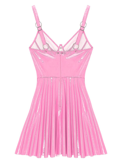 Wetlook-Minikleid mit Cut-Outs – 4 Farben, bis 5XL