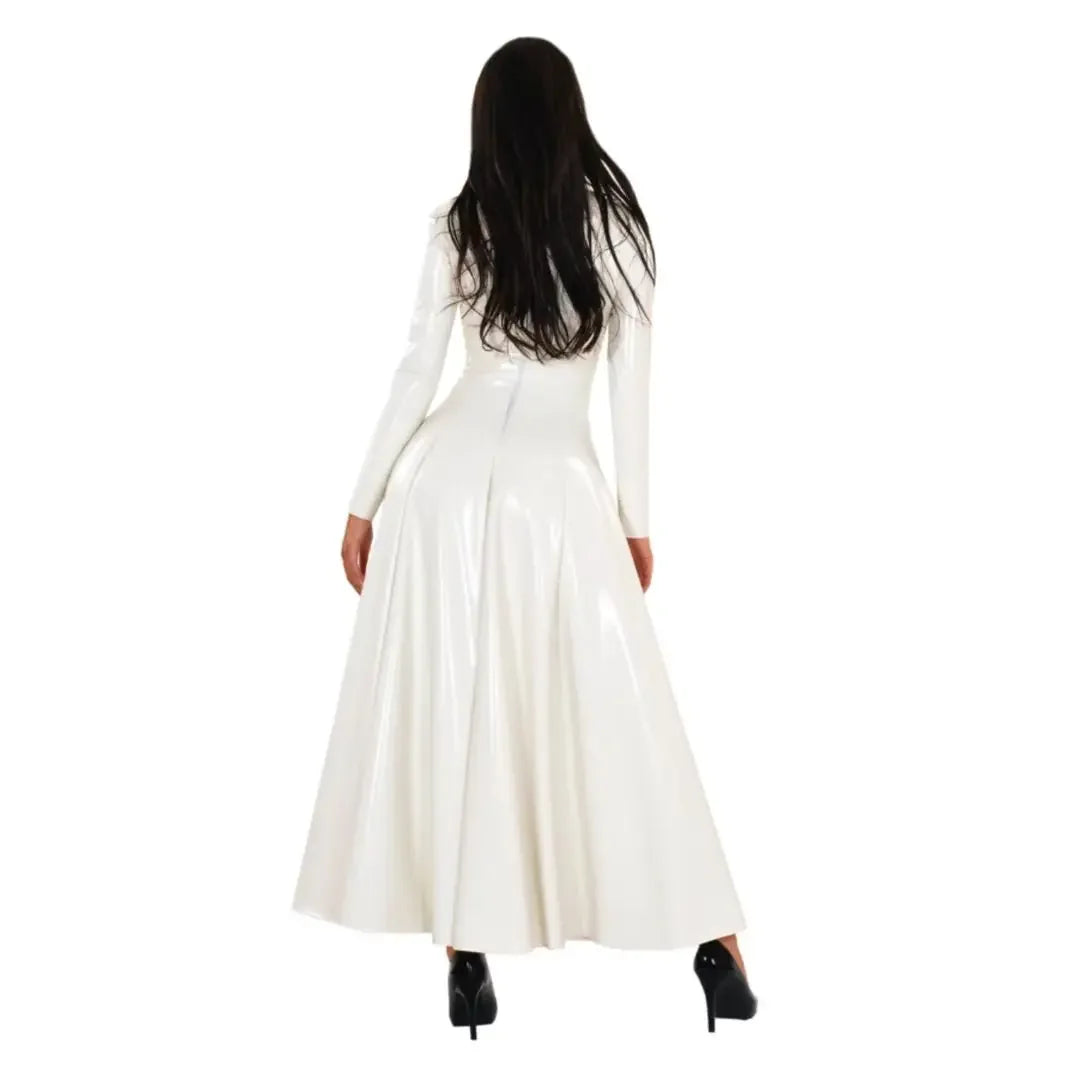 Wetlook-Maxikleid mit Stehkragen