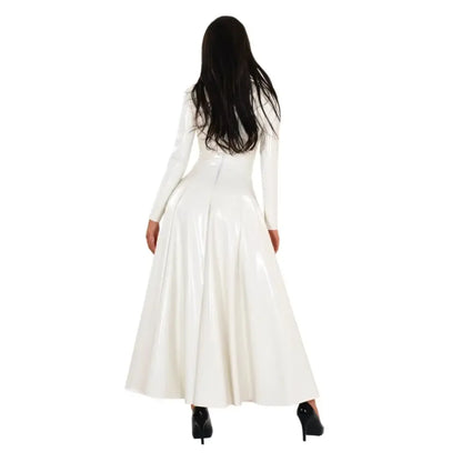 Wetlook-Maxikleid mit Stehkragen