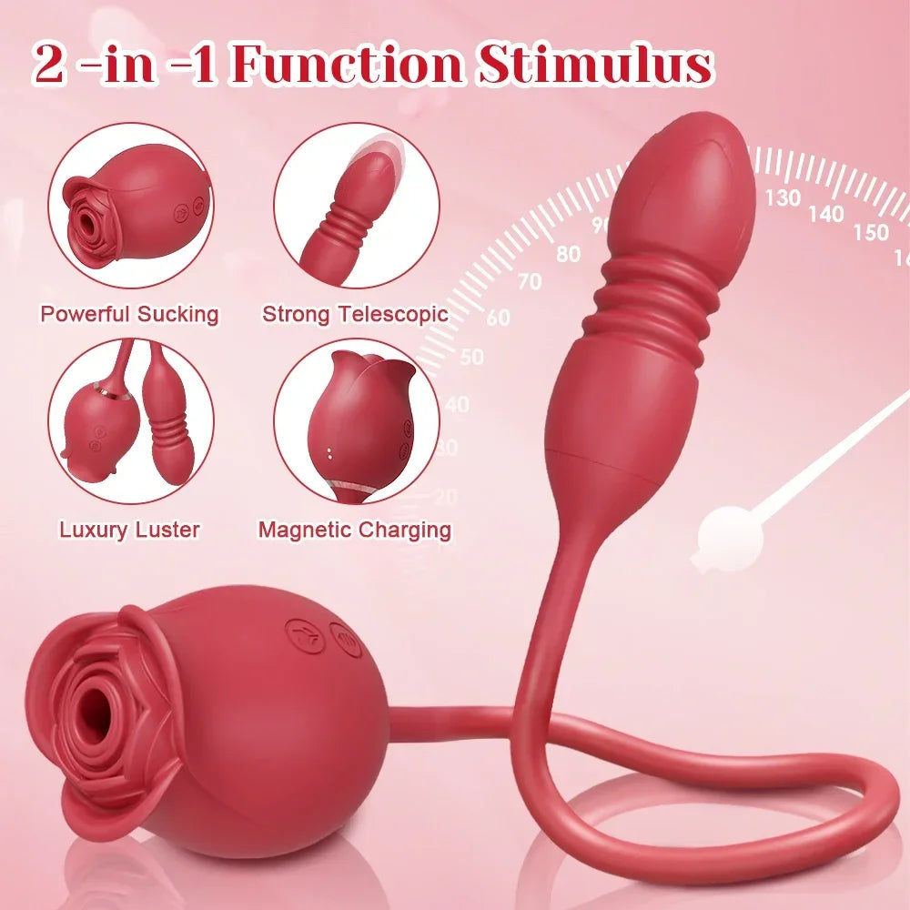 Rosen-Vibrator 2-in-1 – Saugfunktion & Vibro-Stab