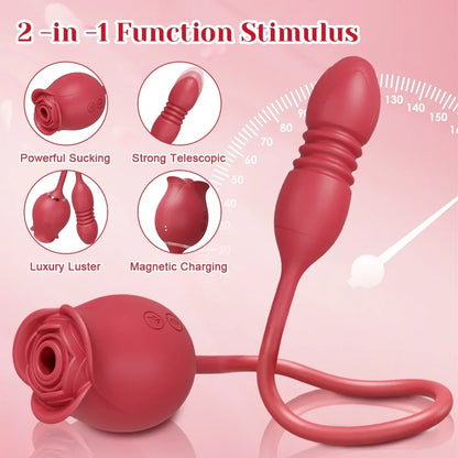 Rosen-Vibrator 2-in-1 – Saugfunktion & Vibro-Stab