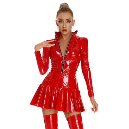 Wetlook-Crop-Top – 5 Designs in Rot & Schwarz