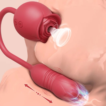 Rosen-Vibrator 2-in-1 – Saugfunktion & Vibro-Stab