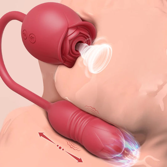 Rosen-Vibrator 2-in-1 – Saugfunktion & Vibro-Stab