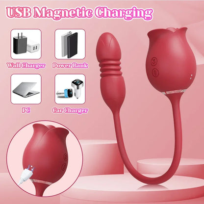 Rosen-Vibrator 2-in-1 – Saugfunktion & Vibro-Stab
