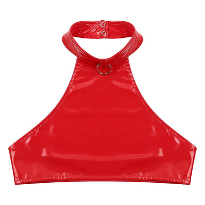 Rückenfreies Wetlook-Crop-Top