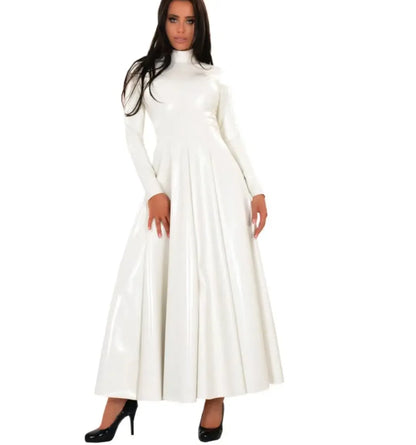 Wetlook-Maxikleid mit Stehkragen