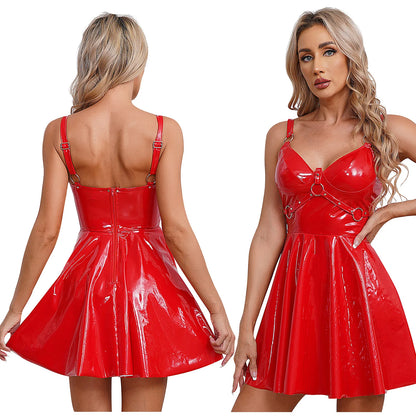 Wetlook-Minikleid mit Cut-Outs – 4 Farben, bis 5XL