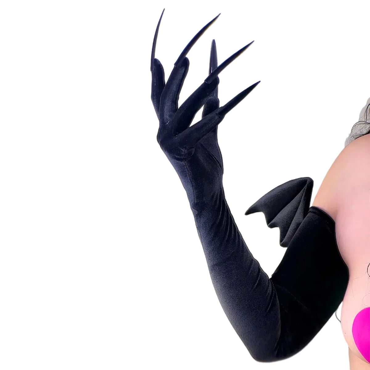 Extra lange Handschuhe mit Nägeln – 70 cm