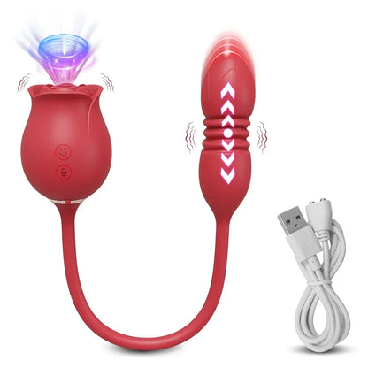 Rosen-Vibrator 2-in-1 – Saugfunktion & Vibro-Stab