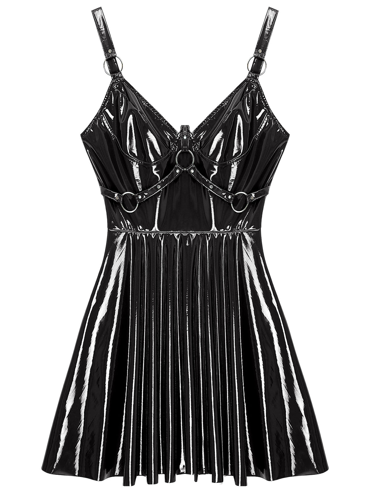 Wetlook-Minikleid mit Cut-Outs – 4 Farben, bis 5XL