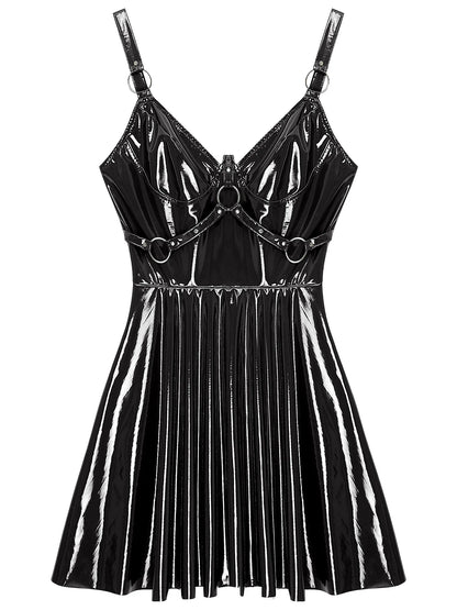 Wetlook-Minikleid mit Cut-Outs – 4 Farben, bis 5XL